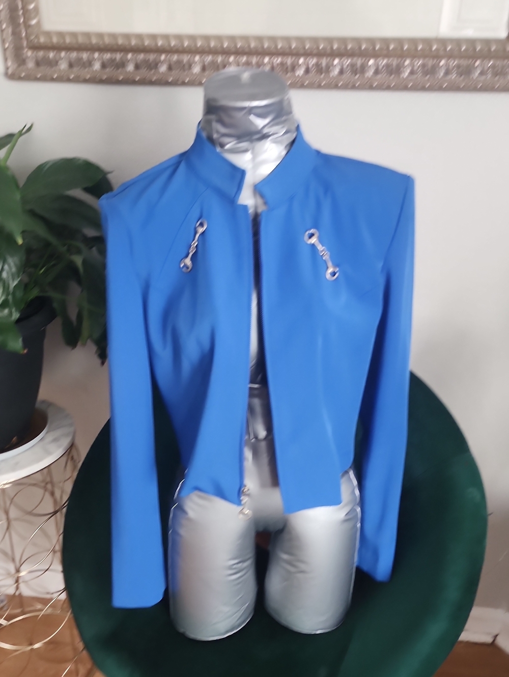 Blue Women's Structured Zip-Front Jacket
